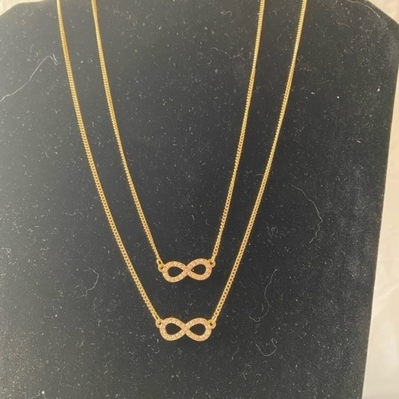 To Infinity Two Layer Necklace Gold Tone - Picture 3 of 10